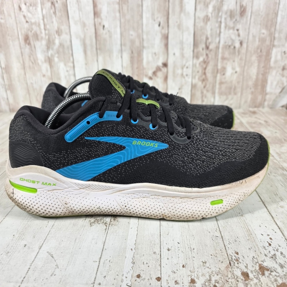 Brooks Ghost Max Mens 11 Wide 2E Black Blue Running Shoes 1104062E060